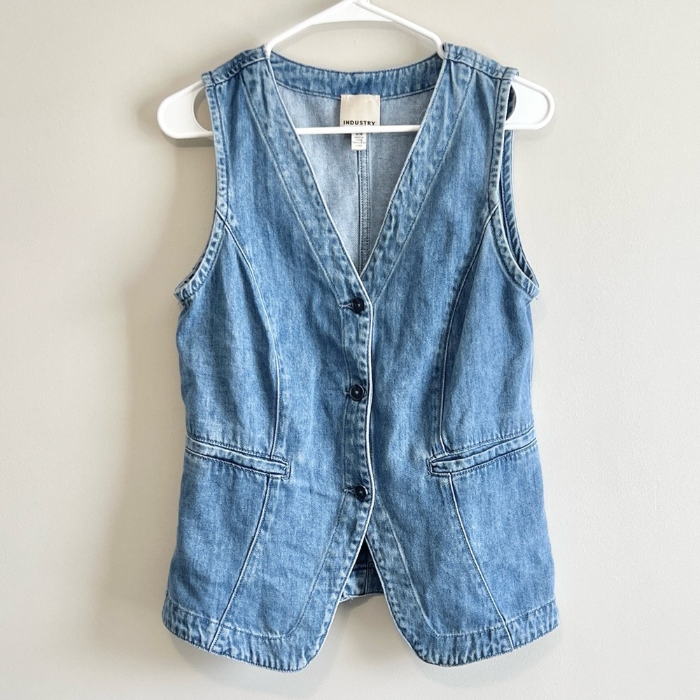 NWOT Industry Boutique Denim Sleeveless Button Vest Top